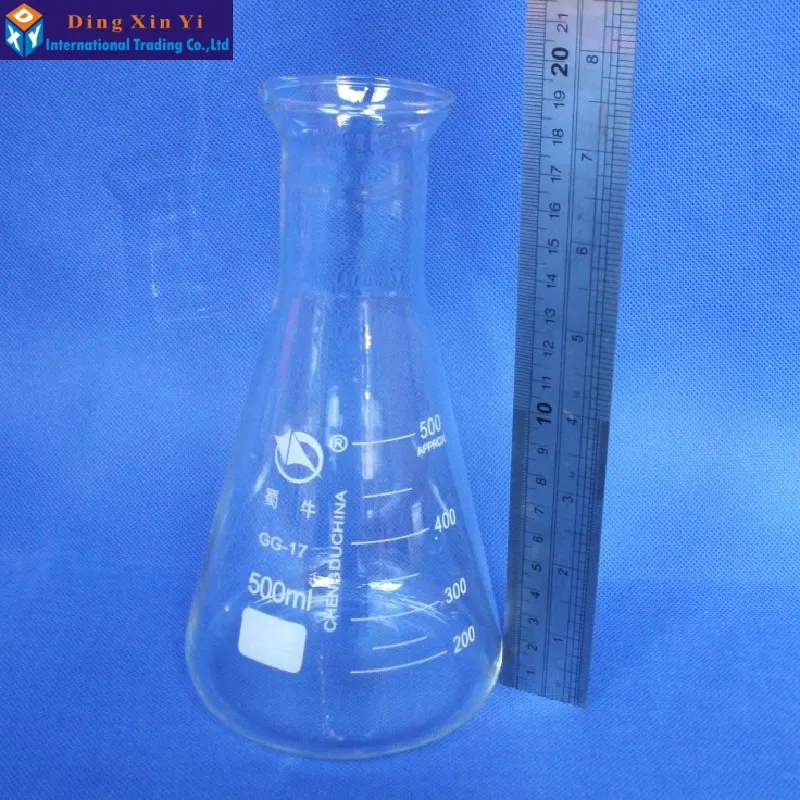 Стеклянная колба Erlenmeyer объемом 500 мл (4 шт./лот) стеклянная коническая для