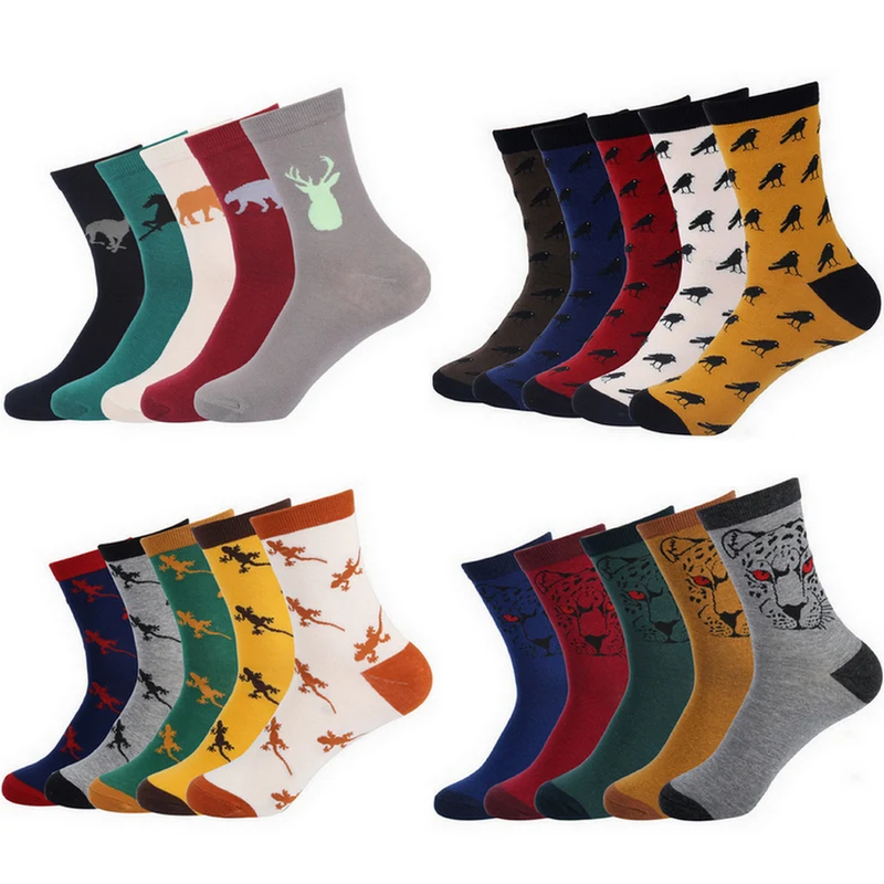 EUR39 44 autumn winter fashion cartoon animal patterns cotton socks for men funny socks male