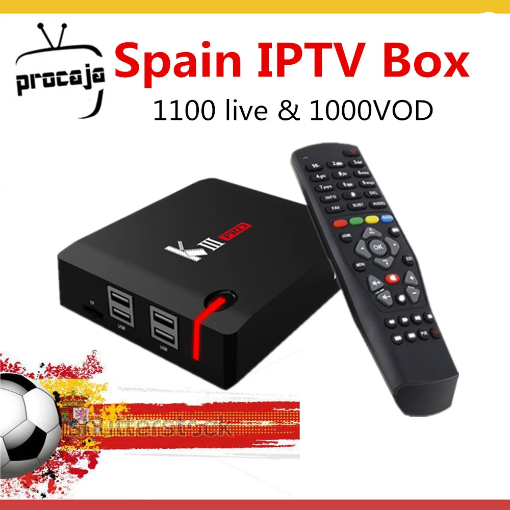 

Procaja Spain IPTV MECOOL KIII PRO Android&DVB-S2/T2 Set top box 1100+channels Spanish France Arabic iptv &1000 VOD smart tv box