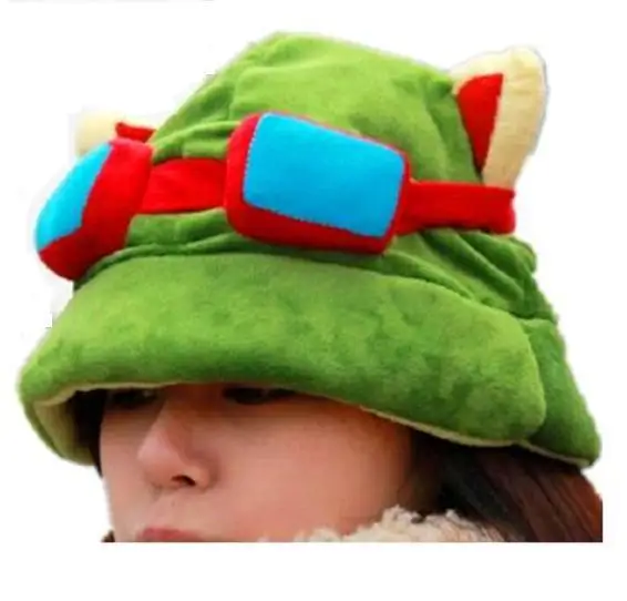 

Free shipping 10 pcs/lot Temo Cosplay Cute Plush Cotton Hat the Swift Scout cap Games Green Temo hat caps TMO Beanies