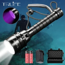 Светодиодный подводный Водонепроницаемый светодиодный вспышка для подводного погружения и светильник 5L2 5UV вспышка светильник Фонари фонарь 200 м подводный фиолетовый белый светильник ультрафиолетового