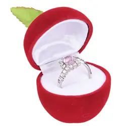 Красный бархат Apple Стиль кольцо Дисплей чехол для хранения Цепочки и ожерелья кольцо серьги ювелирные футляры диаметром 5 см