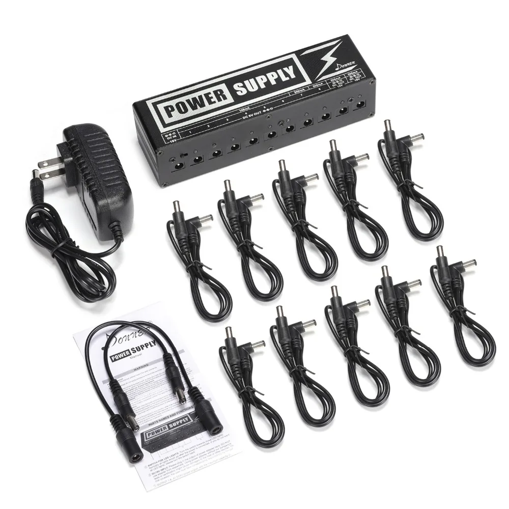 Cena Donner DP 2 pedał efektów do gitary zasilacz 10 DC izolowane wyjścia do 9 V 12 V 18 V akcesoria gitarowe ochrona napięcia