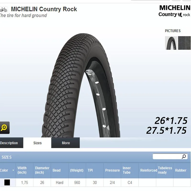 Michelin MTB горный велосипед шины COUNTRU рок-н-26/27/29*1,75 ультра светильник Высокое качество шины велосипед аксессуары детали