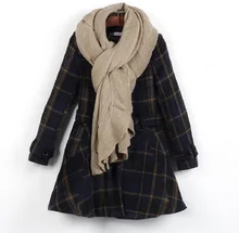 2016 Fashion Women Coat Winter British Style Plaid Middle Long Female Overcoat Woman Wool Coat Women Jacket