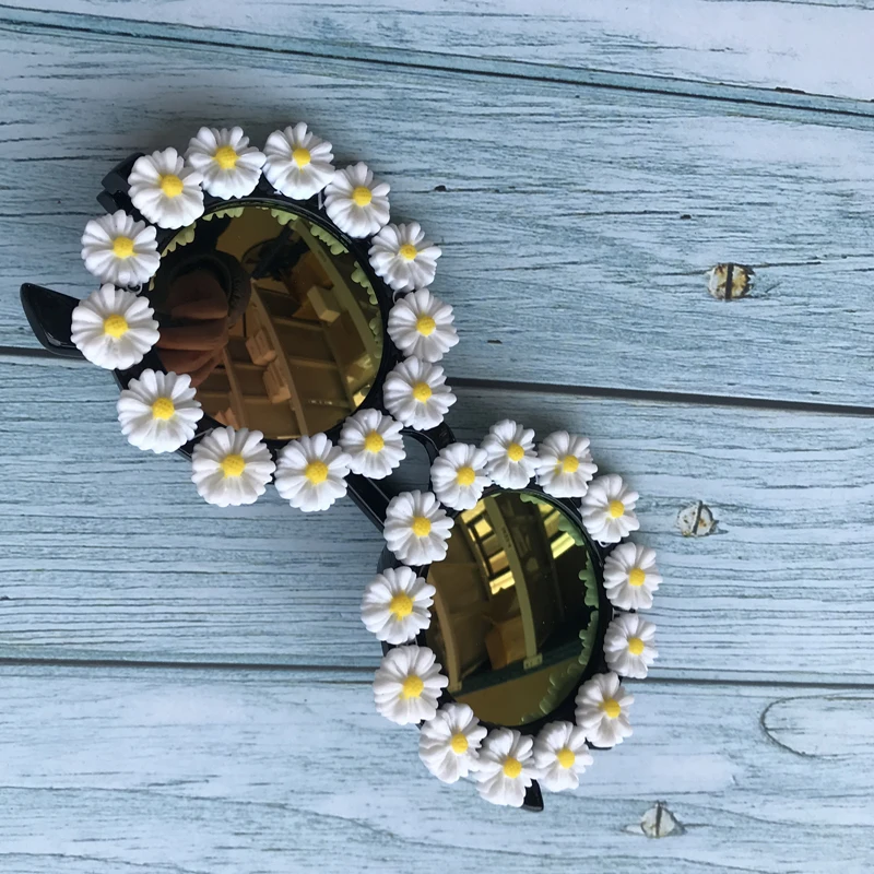 

2019 ZAOLIHU M16-2 Round Adult Sunglasses Mirror Lens UV400 Women Sunglass Little Daisy Design Handmade Eyewear Black Sun Glass