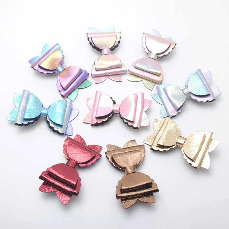 

New Girls Hair Clips PU Cheer Shape Bows Baby Kids Big Size Hairpins Gift Barrette Hair Accessories