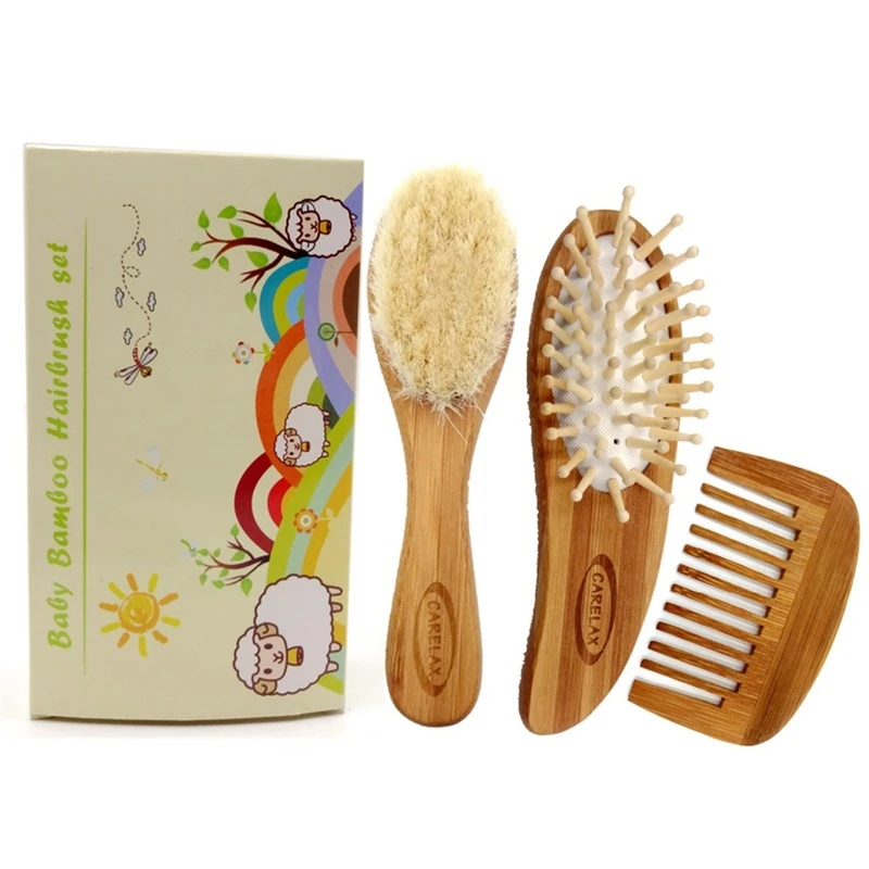 3 Pcs Carelax En Bois Bebe Brosse A Cheveux Poils Doux Bambou Ensemble Parfait Peigne Professionnel Conception De Douche Aliexpress