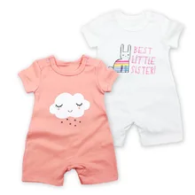 New Style 2pcs/lot Baby Romper Summer Short Sleeve Baby Boy Girl Clothes Set Cotton Printed baby Jumpsuit body suit Clothing new baby boy clothing set summer baby cotton bodysuit elephant printed romper animal bibs 3pcs set newborn baby girl clothes