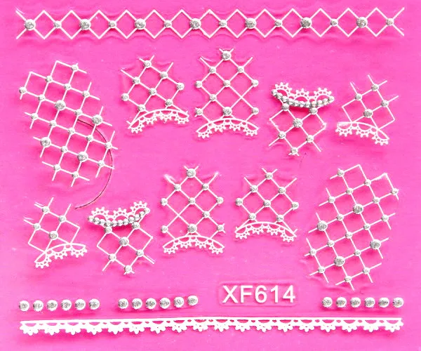 Милые 3D белые цветы дизайн переводные наклейки для ногтей переводные наклейки для женщин и девушек инструменты для маникюра наклейки для ногтей XF615 - Цвет: XF614