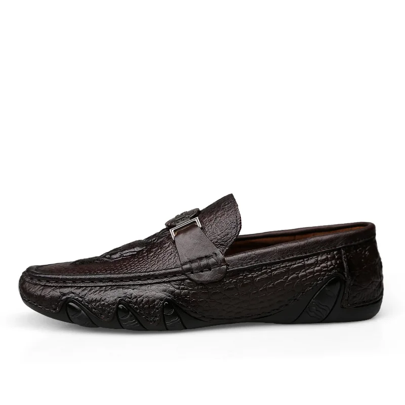 Весенняя модная мужская обувь, повседневные лоферы из натуральной кожи, обувь без шнуровки, Мужская обувь для городской молодежи, трендовая обувь для вождения ручной работы для мужчин - Цвет: dark brown