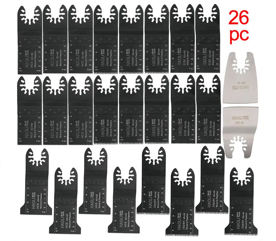 

26 pcs oscillating multi tool saw blades accessories for most brand of power tools ,wood metal cutting,freeshipping