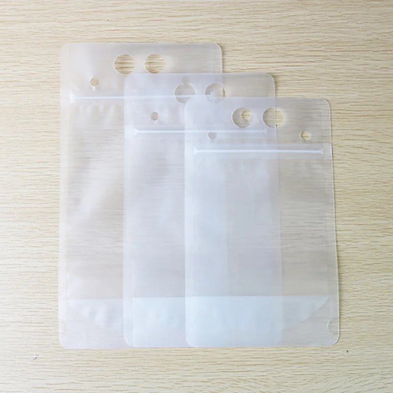 500Pcs/Lot 3 Size Plastic Drink Packaging Bag Pouch For Beverage Juice Milk Coffee With Handle and Holes For Straw 6