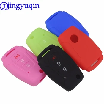 

jingyuqin 10ps Silicone Flip Car Key Case Cover Holder For Ssangyong 2015 2016 Tivoli Rexton Korando C 3 Button FOB Key