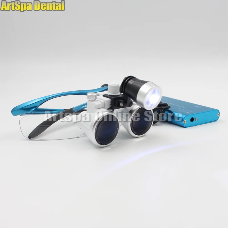  Dentist Dental Loupes 3.5x420mm Surgical Glasses + Led Head Light Lamp - 32919956767