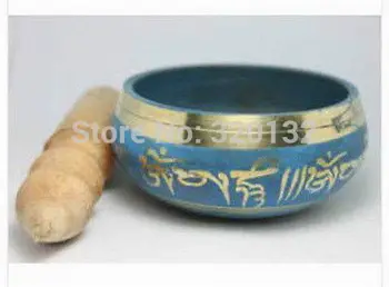 

Nepalese ASIAN TIBETAN COPPER GOLD-PLATING SINGING BOWL Blue 9CM Diameter Wholesale brass Bowls