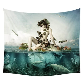 

Punk Skull Indian Meditation Flower Painting Pattern Tapestry Polyester Sugar Skull Beach Home Decor Wall Hanging Tapestry