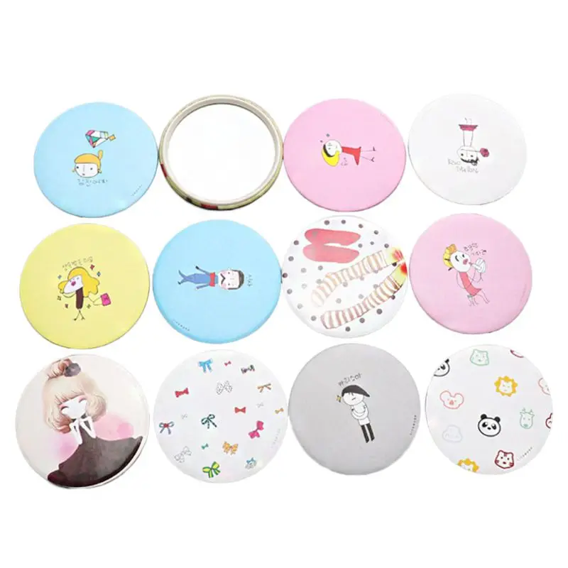 

1Pc Mini Makeup Mirror Cute Cartoon Mini Portable Circular Hand Mirror Pocket Round Makeup Tool