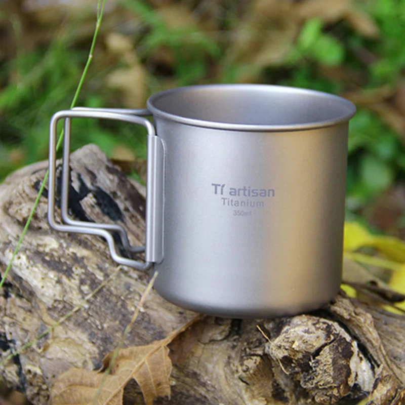 Титановая чашка Tiartisan 350 мл для кемпинга воды чая кофе складная ручка легкие