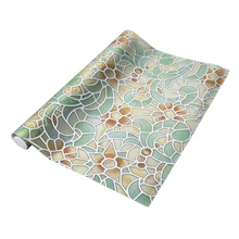 Регулируемое Окно Ванная комната витрина пленка Обложка Обои балкон окно DIY фрески стикер-в ретро-стиле с цветочным узором