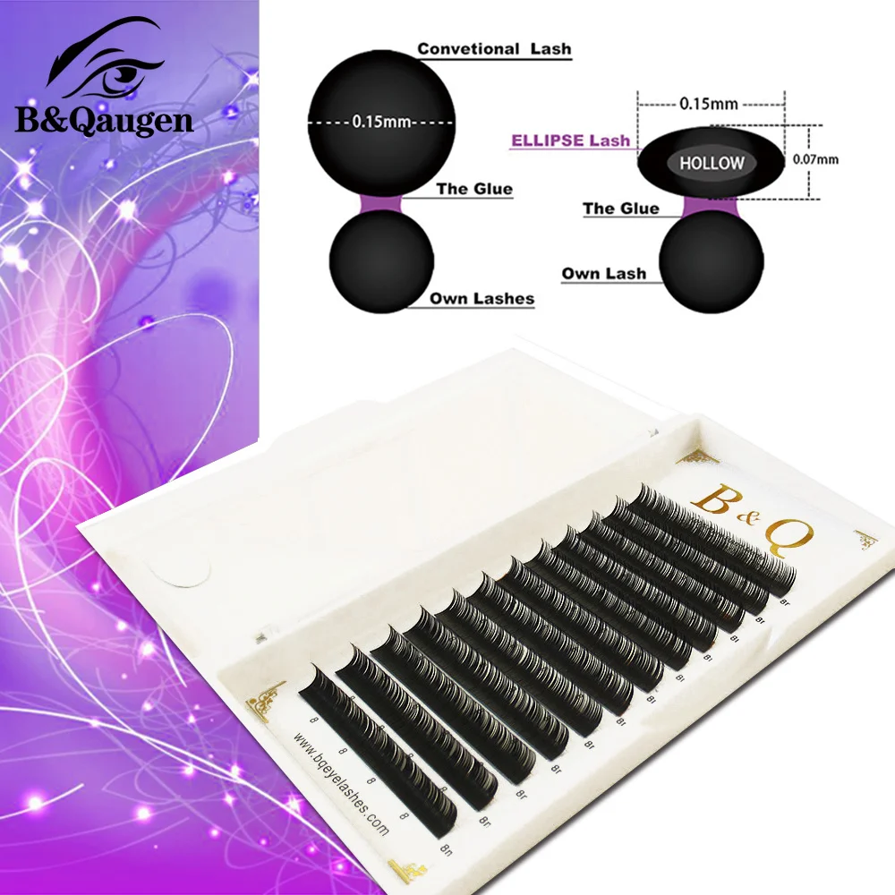 Professional Split Flat Eyelashes Extension Kit Double Tip Ellipse