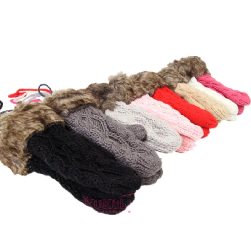 Hirigin стильный 2018 зимой на открытом воздухе 6 цветов Для женщин теплые вязаные перчатки варежки один размер Меховая подкладка перчатки для