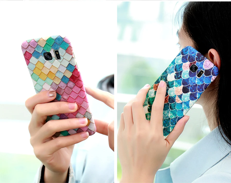 FLOVEME Ultra Thin 3D Fish Scales Phone Case For Samsung S7 Edge S8 Plus Protective Back Cover For Huawei P9 P10 PLUS Xiaomi 5 6 (12)