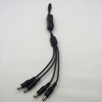 

5pcs Black 1 Female to 4 Male DC switch line cable Splitter Adapter Connector Line Switch Button