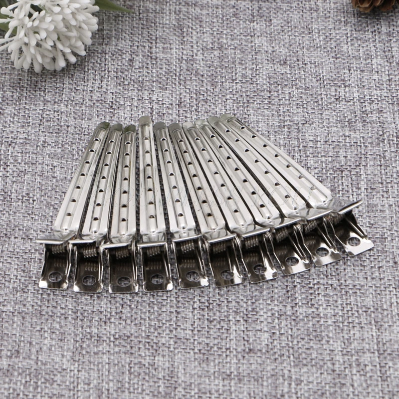 10pcs Hair Clips Stainless Steel Hairdressing Duck Bill Alligator Clips