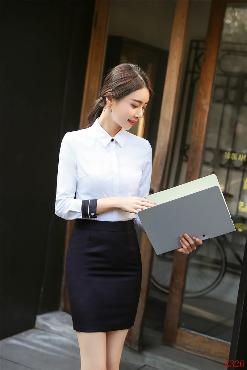 Long Sleeve White Piece Suits Women Ladies And Ol Styles Sets Skirt Top Summer With Two Blouses Shirts 7AwWqO