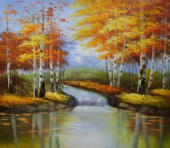 

Hand Painted Oil Painting on Canvas Modern Abstract Tree Forest Landscape Canvas Painting Wall Art Picture for Home Decoration