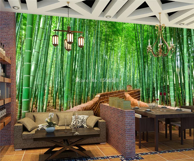 de bambu verde paisagem da natureza mural