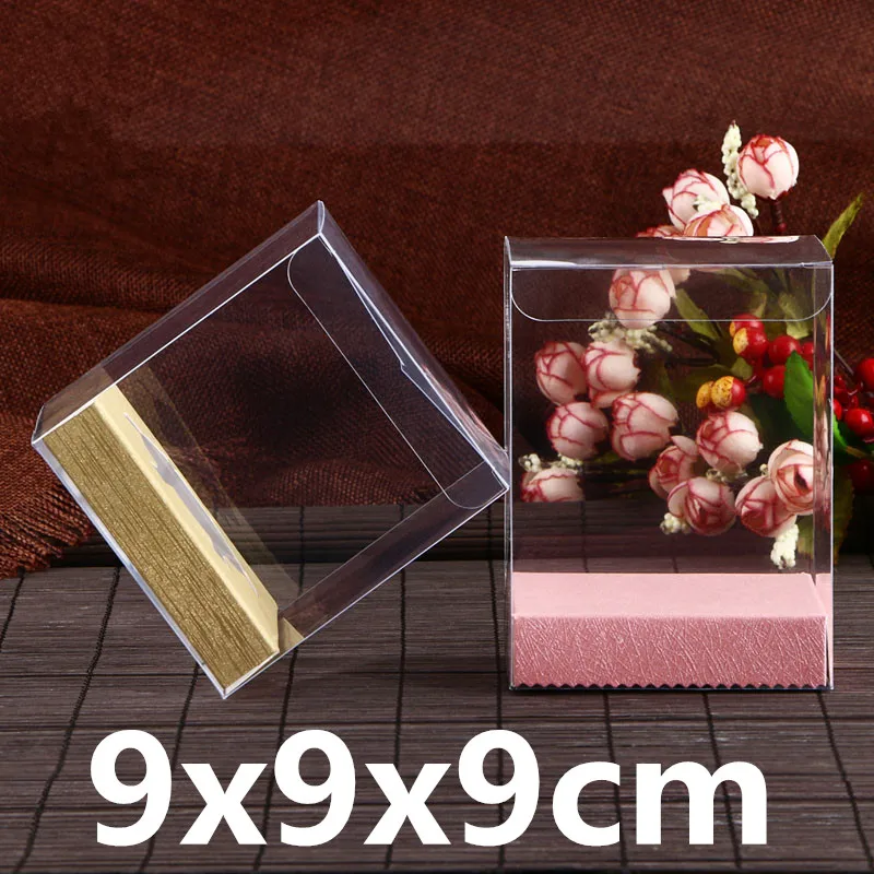 

30Pcs/Lot 9x9x9cm Square Transparent Plastic Gifts Boxes for Wedding Favor Gifts and Christmas Presents Storage With Paper Base