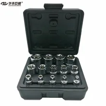 HUAFENG BIG ARROW 14PC E Torx Star Female Bit Socket Set with a Strong Case CRV 1/2"/3/8"/1/4" Drive E4 -E24