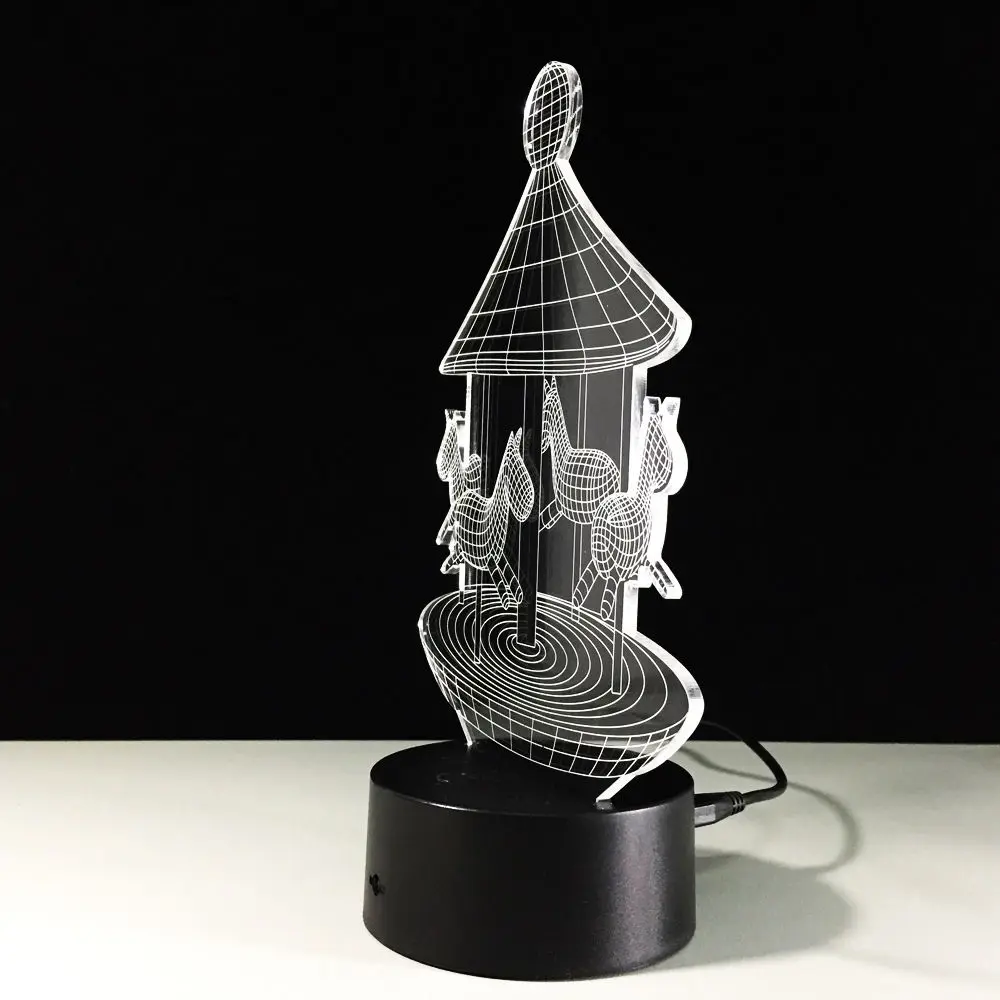 Удивительные светодиодный Бесс ночные огни 3D карусель Иллюзия свет в ночь 7