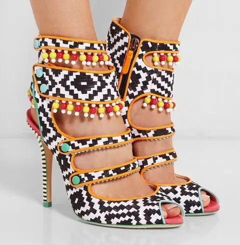 summer fashion style black white grid pattern multicolor cute beading woman sandals cut outs slingback design ankle sandal boots цена summer fashion style black white grid pattern multicolor cute beading woman sandals cut outs slingback design ankle sandal boots цены онлайн