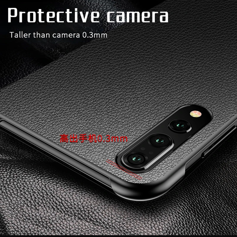 HUAWEI P20 Pro caso Original de lujo cuero genuino Smart View ventana espejo cubierta de protección HUAWEI P20 Funda