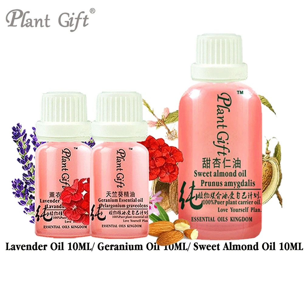 

Free shopping 100%pure French lavender / geranium / sweet almond oil 10ml,acne India,Scar ,Help sleep Promote sleep Aromatherapy