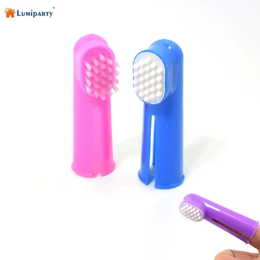 None 2 Pcs Dog Cat Finger Toothbrush Set font b Pet b font Dental Care Toothbrush