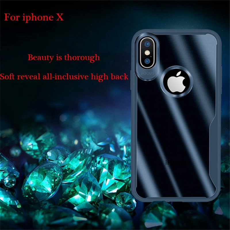 

TPU Soft Bumper Case On The For iphone X XS XR XS max 6 6s 7 8 plus Shockproof Case Cover For iphone X Silicone Glass Phone Case