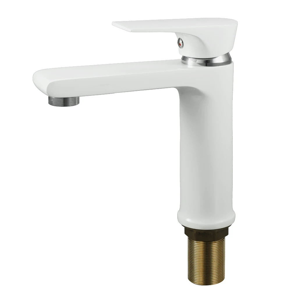 

European-style Basin Single-hole Baking Paint Single Linked Bathroom Faucet White Water Tap Waterfall Faucets