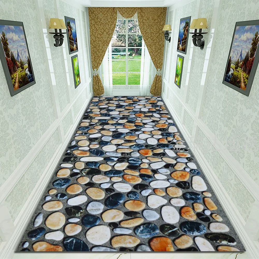 Customize High Quality 3D Effect Hallway Carpet Pastoral Rugs Corridor Floor Mat Soft Aisle Stairs Anti-slip Suction Blanket