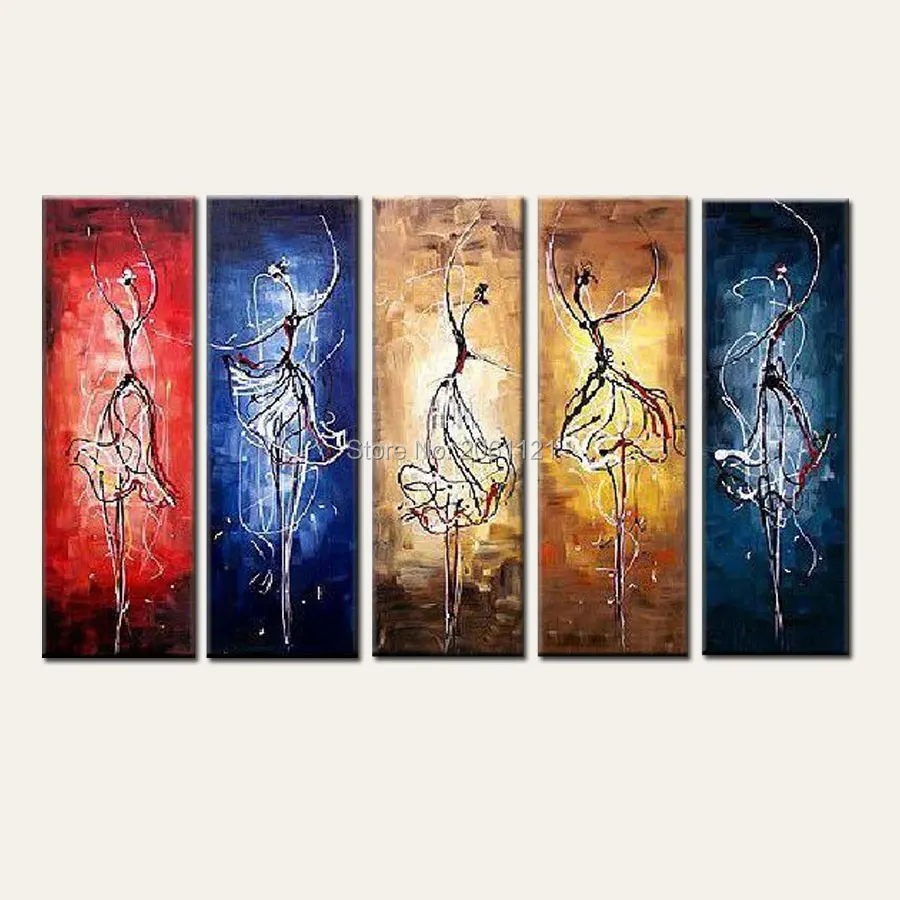 

5pcs large Handpainted Modern Abstract Oil Painting On Canvas Wall Art the girls ballet Gift Free Shipping Directly From Artist