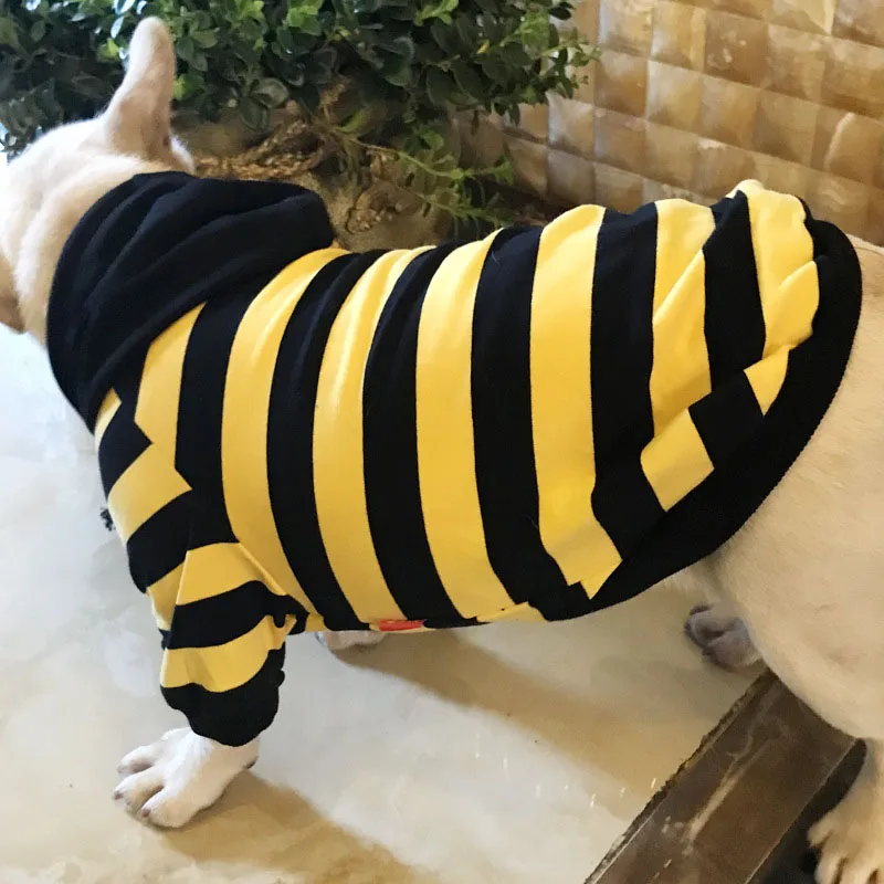 HSWLL одежда для домашних животных весна и осень кошка собака полосатый с капюшоном Повседневная одежда двухфутовая одежда
