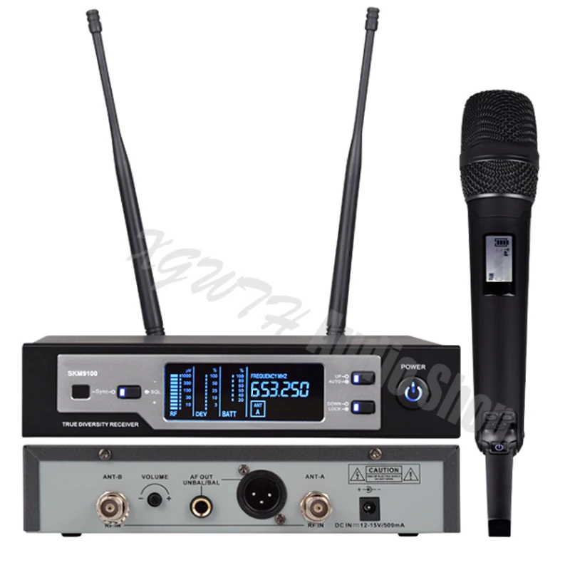 صحيح التنوع SKM9100 نظام ميكروفون لاسلكي مهني اللاسلكي الفيديو المحمولة كاريوكي KTV مؤتمر الصوت استوديو Mic