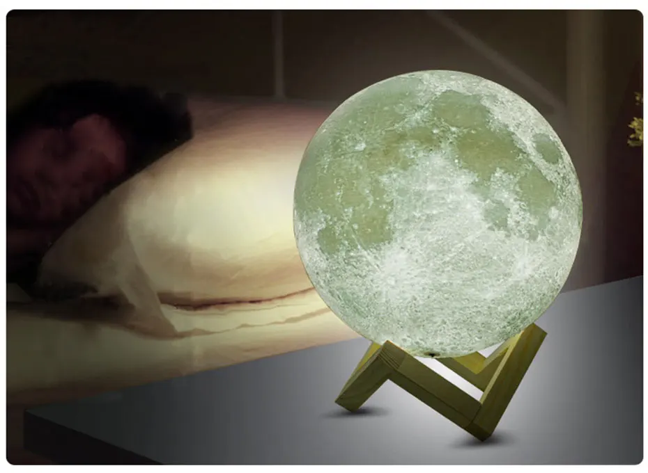 [DBF] 20 см Dia перезаряжаемый 3D принт луна лампа 2 цвета сенсорный переключатель спальня книжный шкаф ночной Светильник домашний декор креативный подарок