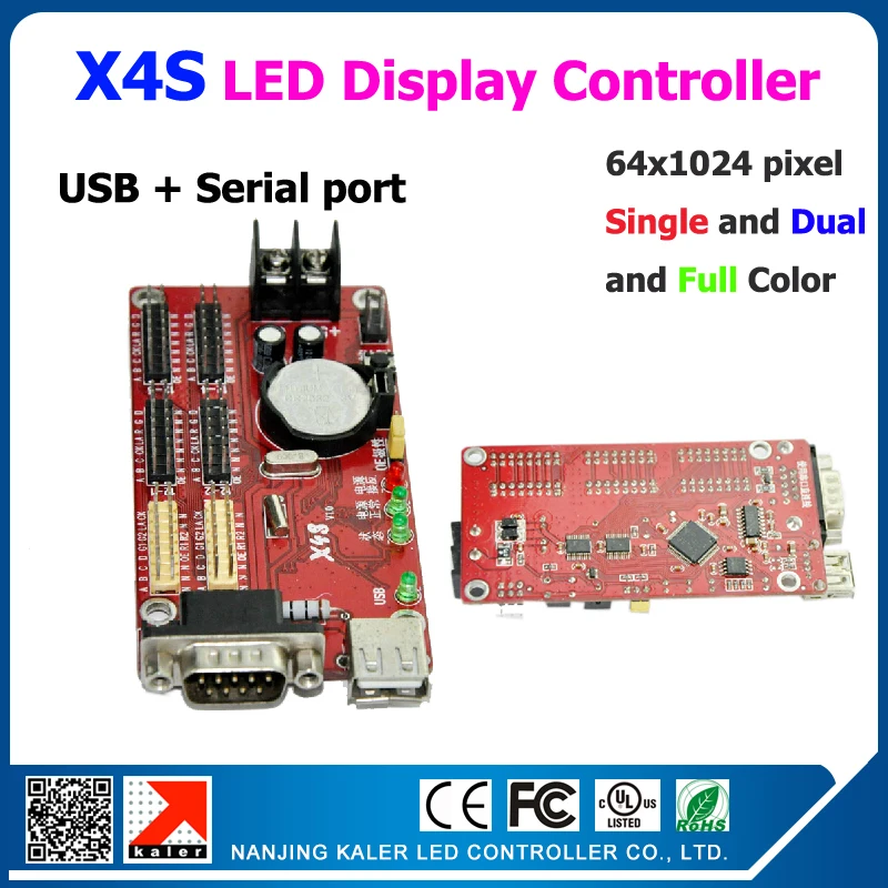 

10pcs 1024x64pixel X4S serial and usb led display controller card for single dual full color text led display free shipping