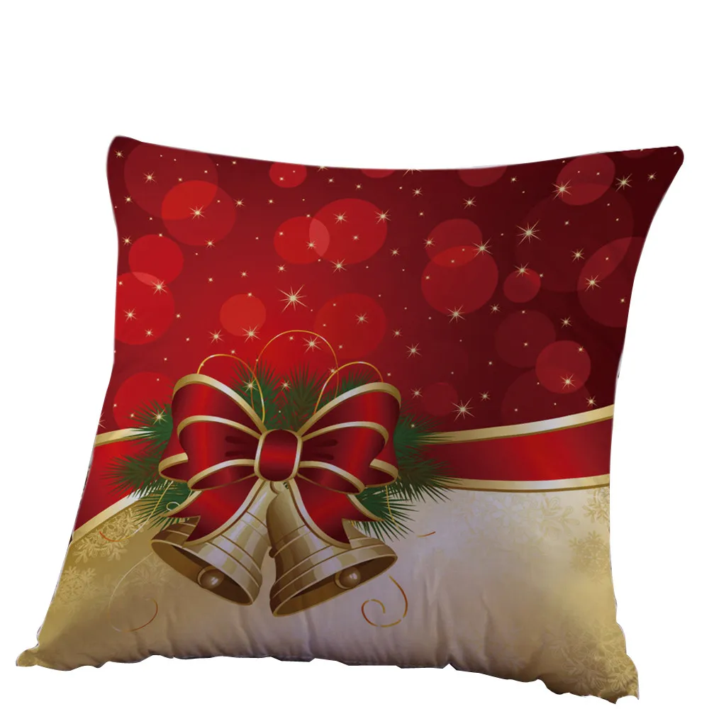 

Gajjar Pillowcase Decorative Christmas Bell Printing Linen Square Throw Flax Pillow Case Decorative Cushion Pillow Cover 5oct.21