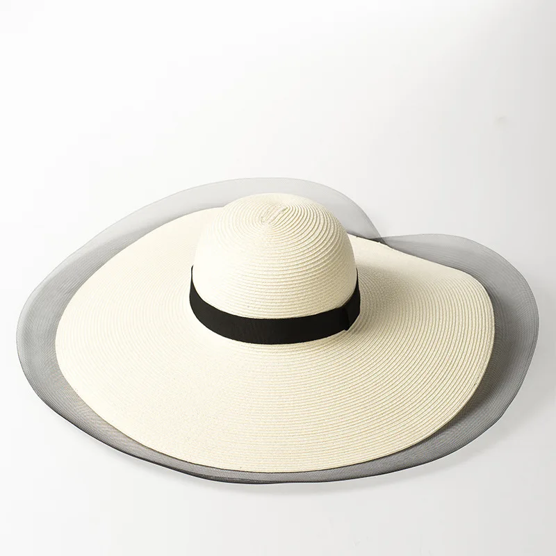 Простой сезон: весна-лето Гренадин край Papyrus широкая шляпа купол глава соломенная шляпа леди широкий карнизы Солнцезащитная шляпа