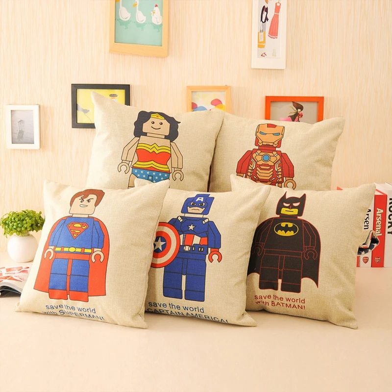 2015 New Avengers Linen Cushions Cartoon Decorative Throw Pillow cover for Home Decor Modern ...